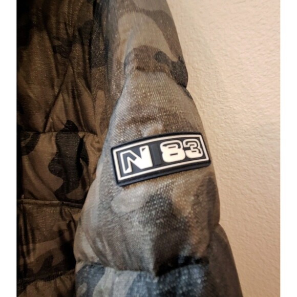 Nautica Poly Hooded Regular Fit Puffer Jacket Mens Sz Medium Green Camo NWT $175 - Picture 7 of 12